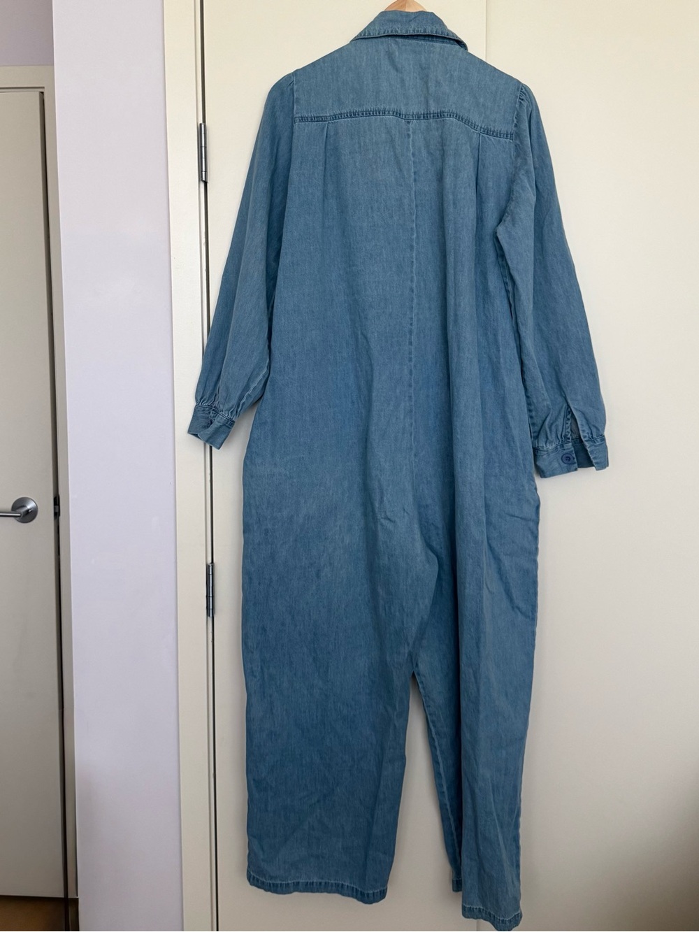 Red Sky Cotton Wide Leg Pleated Zippered Oversized Jumpsuit Size Small EUC - Picture 4 of 8